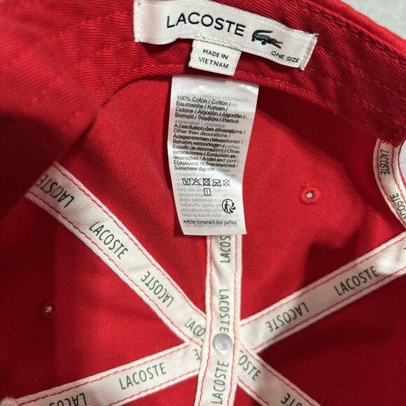 Lacoste Men's Red Oversized-Croc Logo Cotton Twill Cap Hat One Size - Picture 9 of 10